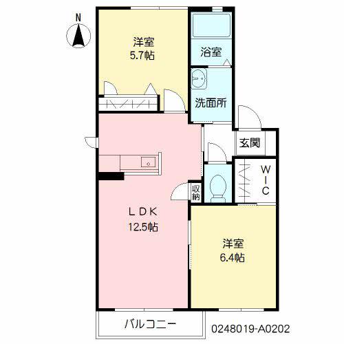シャーメゾンIMOSE A棟(2LDK/2階)の間取り写真