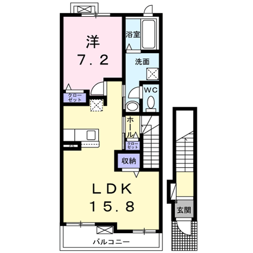 ララ・フィオーレ Ⅰ(1LDK/2階)の間取り写真