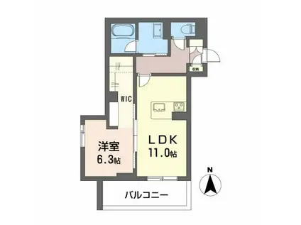 シャーメゾン大龍A棟(1LDK/3階)の間取り写真