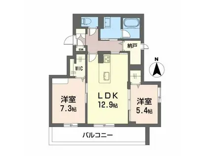 シャーメゾン大龍B棟(2LDK/2階)の間取り写真