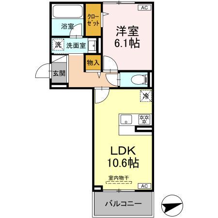 D-ROOM上之園(1LDK/2階)の間取り写真