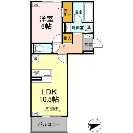 D-ROOM上之園(1LDK/1階)の間取り写真