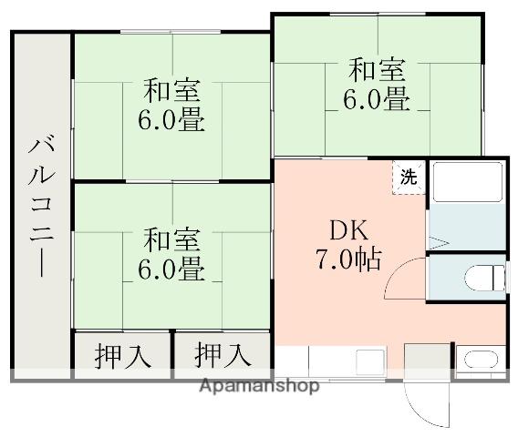 DREAM21 2号棟(3DK/2階)の間取り写真