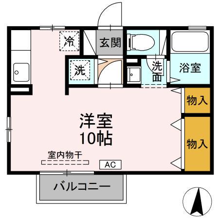 鹿児島県鹿屋市 2階建 築27年(ワンルーム/1階)の間取り写真