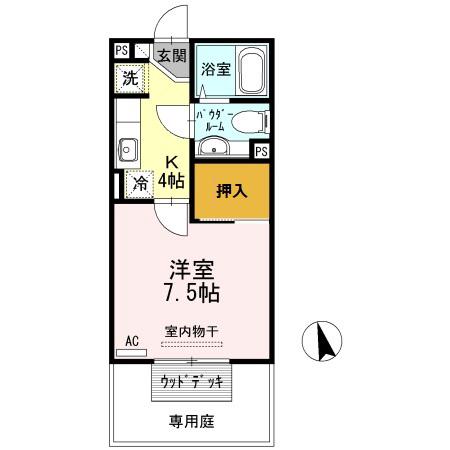 モナリエILL(1K/1階)の間取り写真