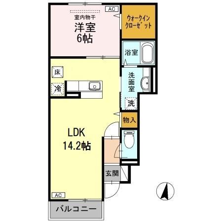 ルーチェ・アモン A棟(1LDK/1階)の間取り写真