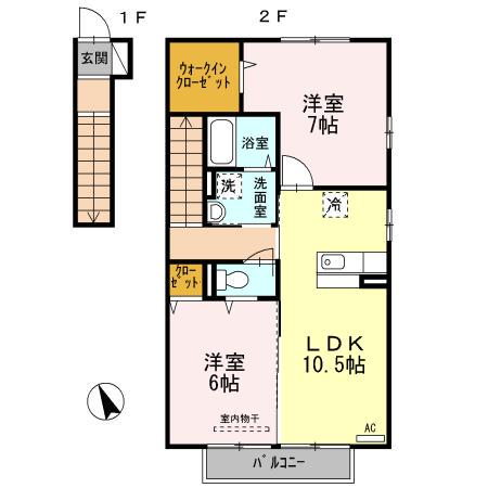 クレール光(2LDK/2階)の間取り写真