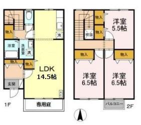 リースランド札元　Ｃ棟(3LDK)の間取り写真