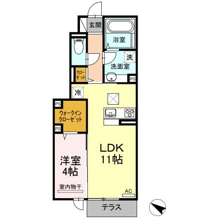 シェノア宮内(1LDK/1階)の間取り写真