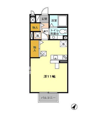 モナリエS・W(ワンルーム/2階)の間取り写真