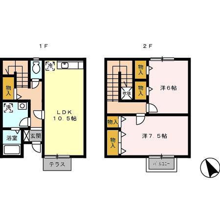 リースランドウェストヴィラ　Ｂ棟(2LDK)の間取り写真