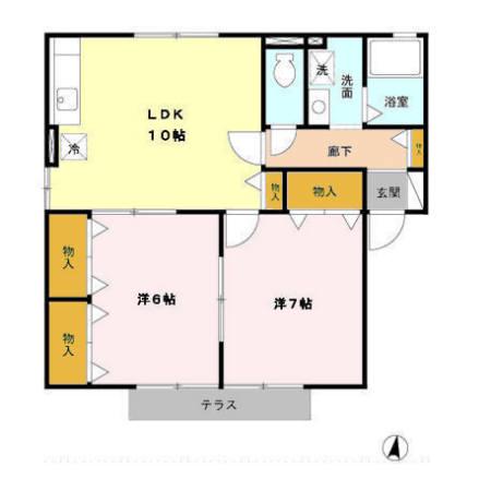 メディオ・ ルーチェ A(2LDK/1階)の間取り写真