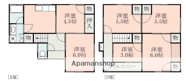 鹿児島県鹿児島市 2階建 築35年(6DK)の間取り写真