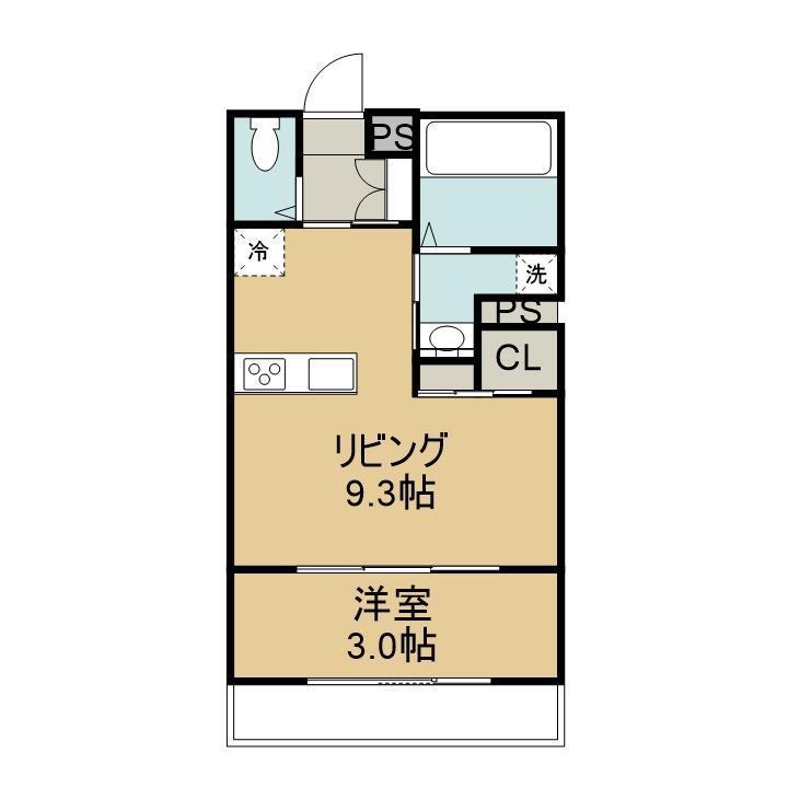 オルタンシアS(1LDK/1階)の間取り写真