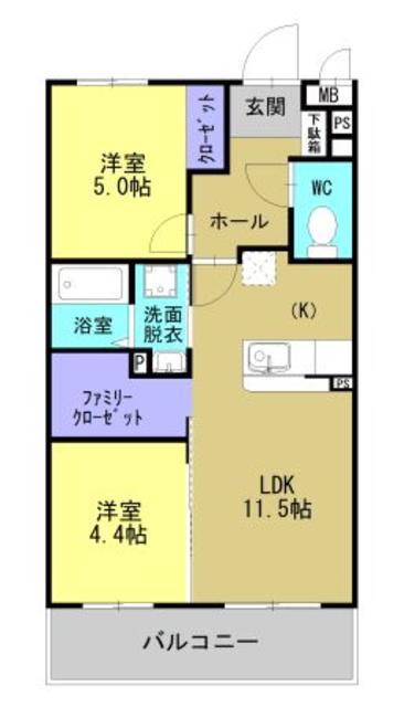 MAISON DE TETOII(2LDK/3階)の間取り写真