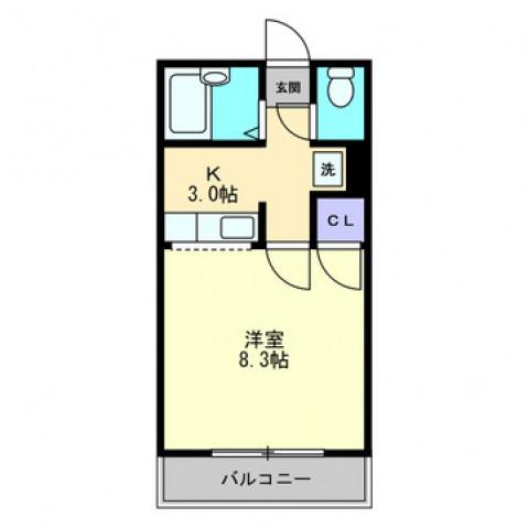 ボヌール武Ⅰ(1K/2階)の間取り写真