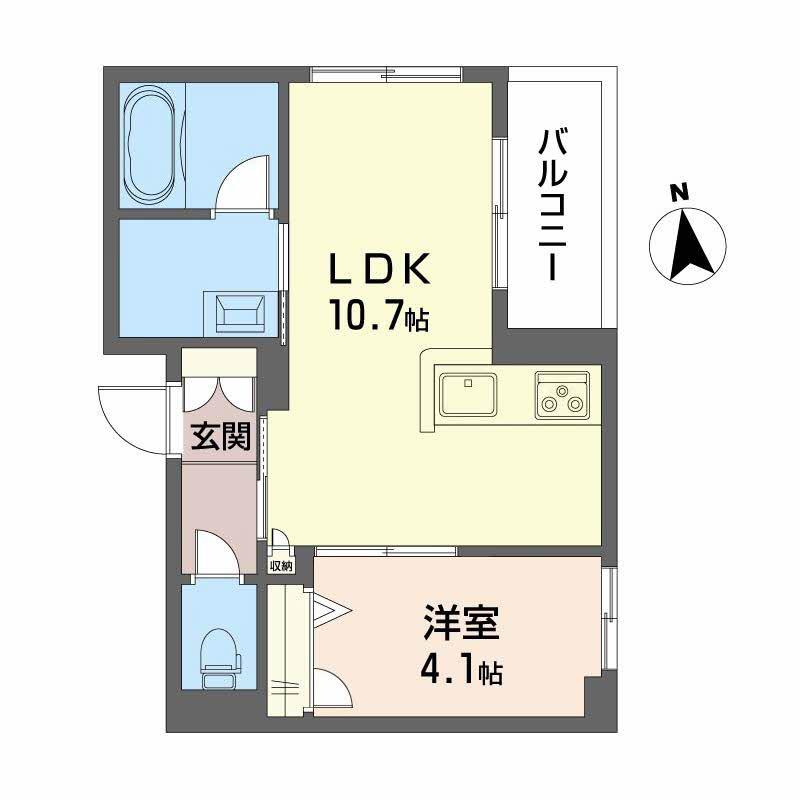 シャーメゾン 武(1LDK/4階)の間取り写真