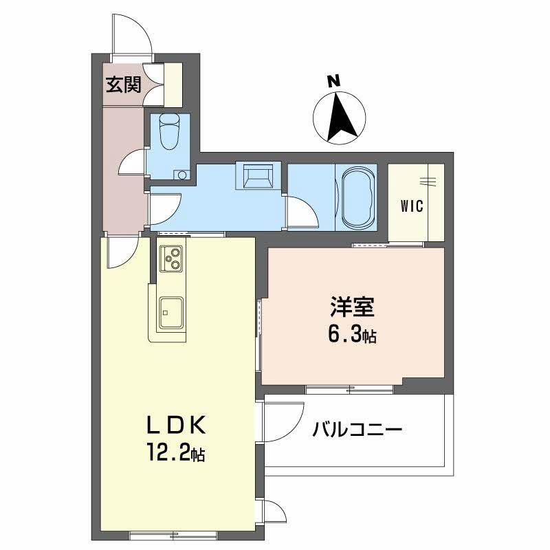 シャーメゾン 武(1LDK/2階)の間取り写真