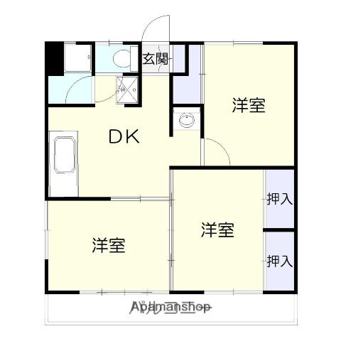 浜田ビル(3DK/4階)の間取り写真