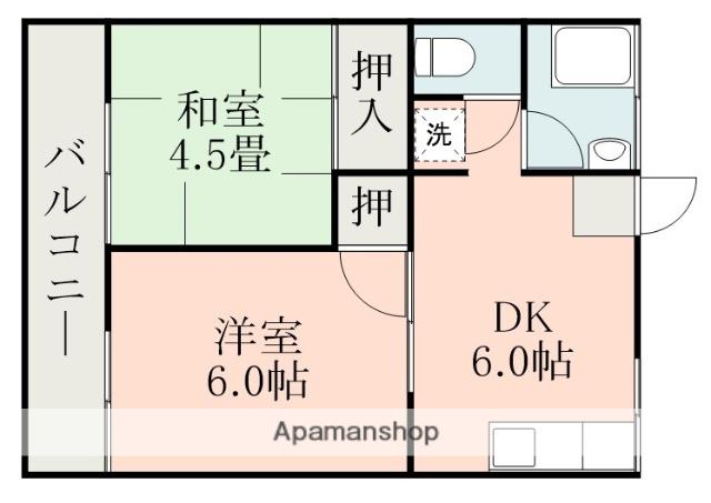 楠ヶ台荘(2DK/2階)の間取り写真