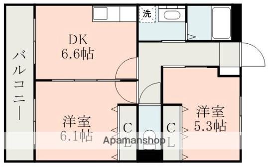 レジデンスSRK(2DK/1階)の間取り写真