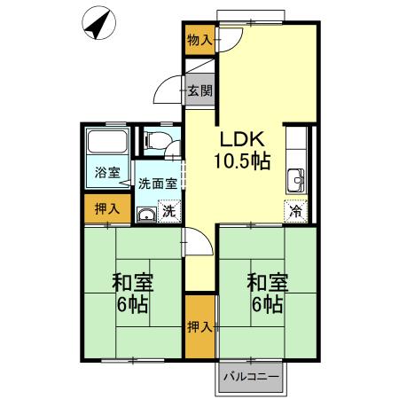 パークハウス(2LDK/2階)の間取り写真