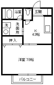 プレミール久保(1K/1階)の間取り写真