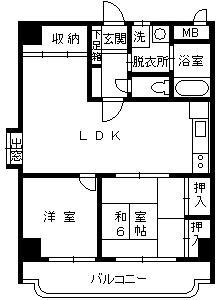 サンライズ小松原(2LDK/2階)の間取り写真
