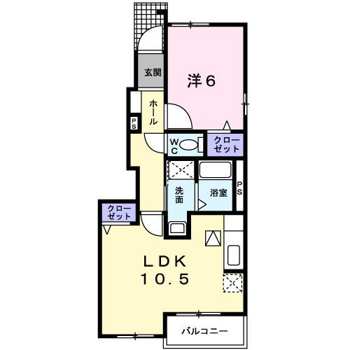 ヴァンヴェールK Ⅰ(1LDK/1階)の間取り写真