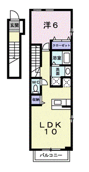 ラティーナ霧島Ⅰ(1LDK/2階)の間取り写真