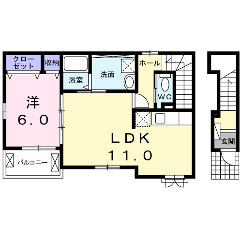 シャルマンハイム(1LDK/2階)の間取り写真