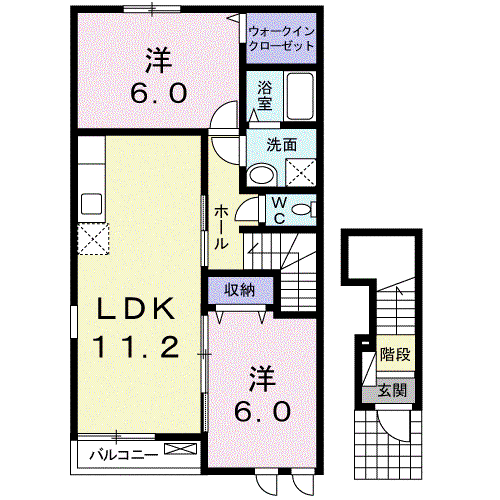 ファーストⅡ(2LDK/2階)の間取り写真