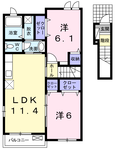 サンハイツⅡ(2LDK/2階)の間取り写真