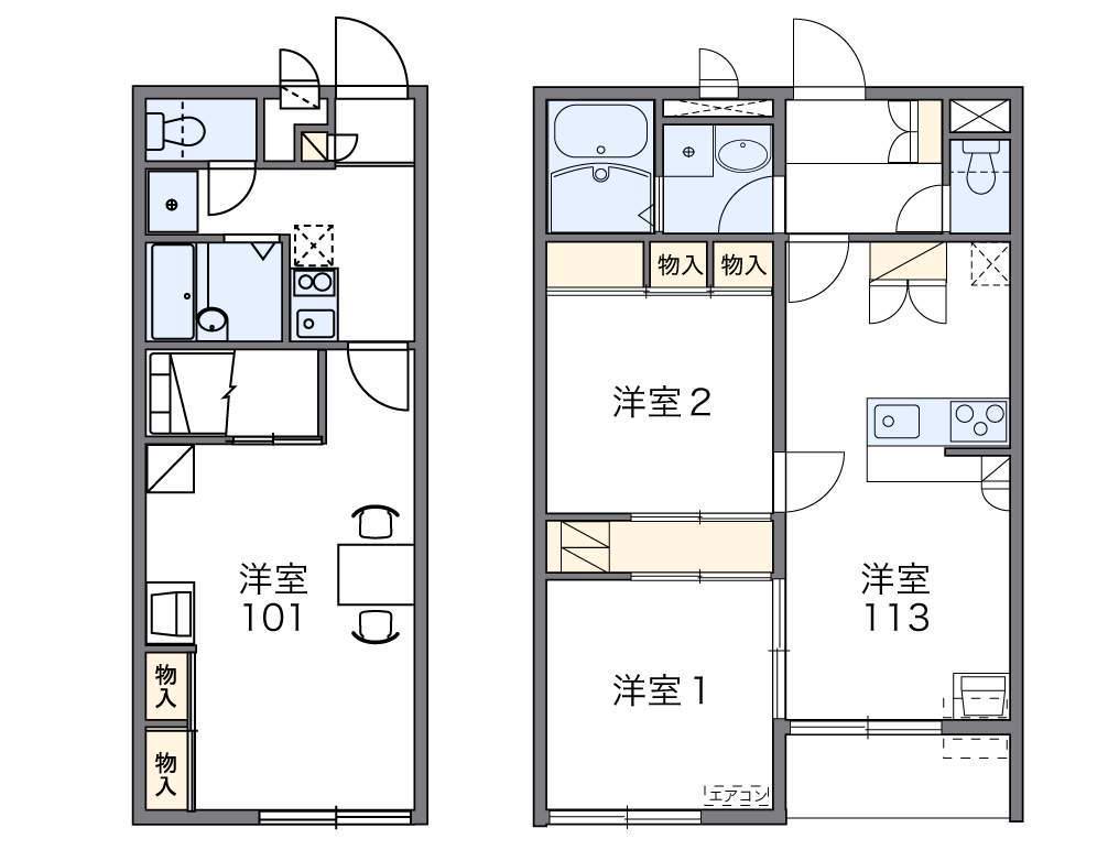 レオパレスチェリ(1K/1階)の間取り写真