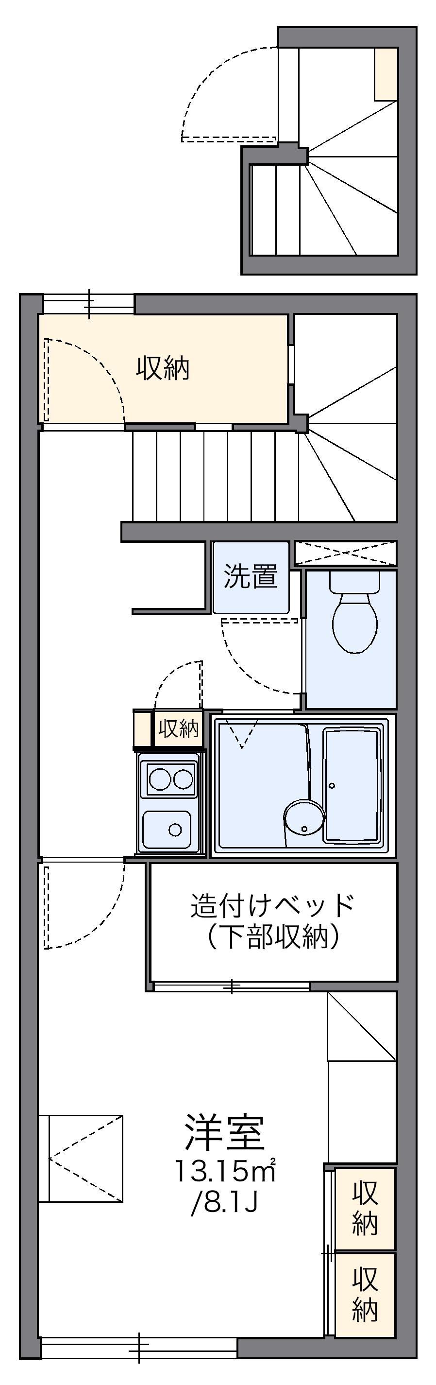 レオパレスBヴィレッジ(1K/2階)の間取り写真