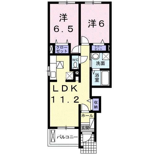 レジデンスサンヒルズⅡ(2LDK/1階)の間取り写真