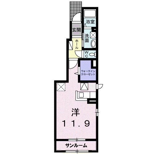 プリムローズ(ワンルーム/1階)の間取り写真