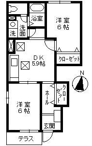 バルコ・デ・エストレジャA(2DK/1階)の間取り写真