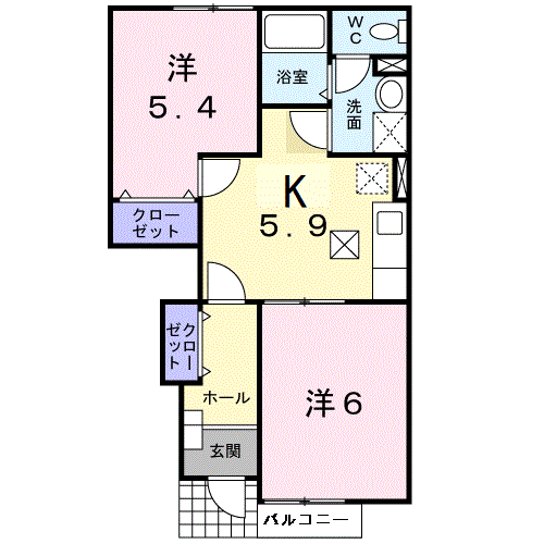 マザーヒロ(2K/1階)の間取り写真