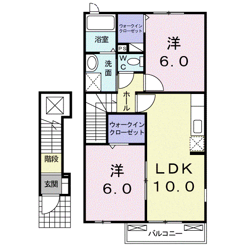 セレーノA(2LDK/2階)の間取り写真