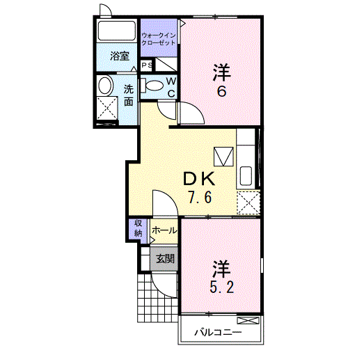 セレーノA(2DK/1階)の間取り写真