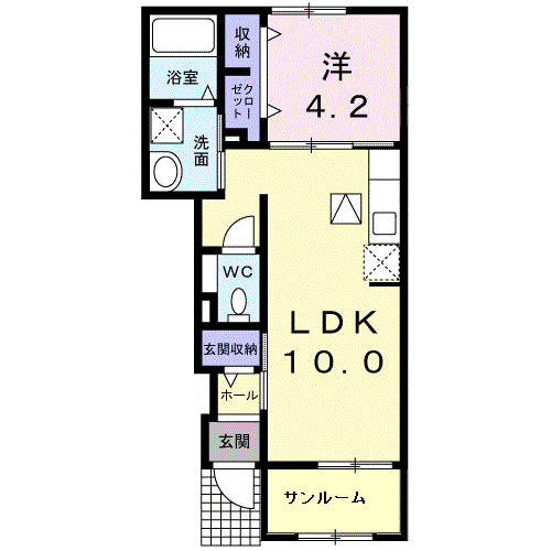 イル ルオーゴB(1LDK/1階)の間取り写真