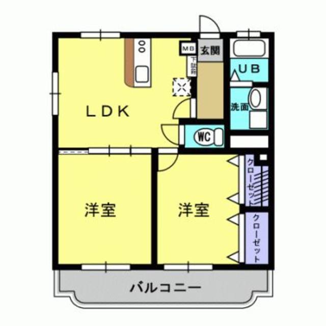 シーサイドハイツ長江(2LDK/2階)の間取り写真