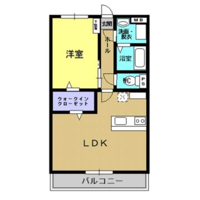 クレセント姶良(1LDK/1階)の間取り写真