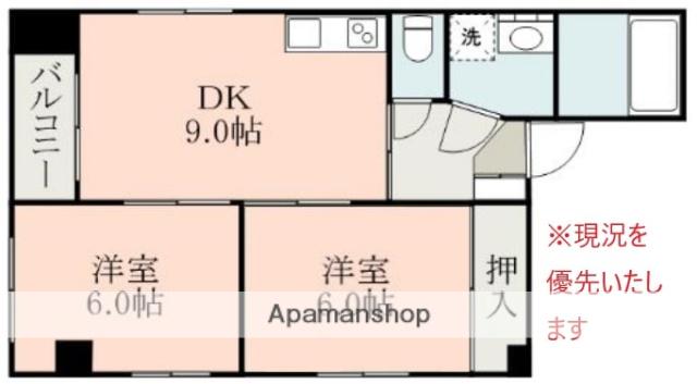 横山ビル(2DK/3階)の間取り写真