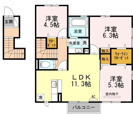 ラフィーネFⅡ(3LDK/2階)の間取り写真