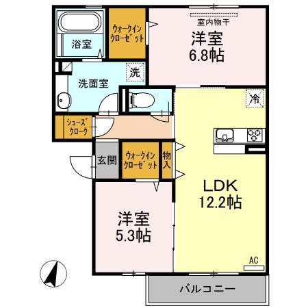 ソレイユ・ルヴァンⅠ(2LDK/2階)の間取り写真