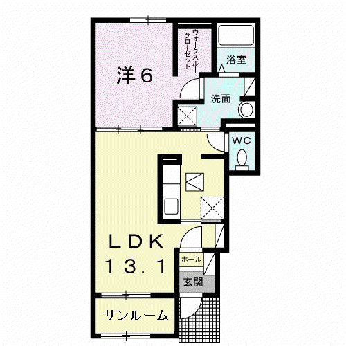 アルドール アサヒ Ⅱ(1LDK/1階)の間取り写真