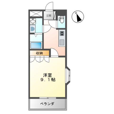 レイクレアⅠ(1K/2階)の間取り写真