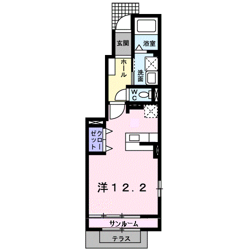 コロルローサ(ワンルーム/1階)の間取り写真